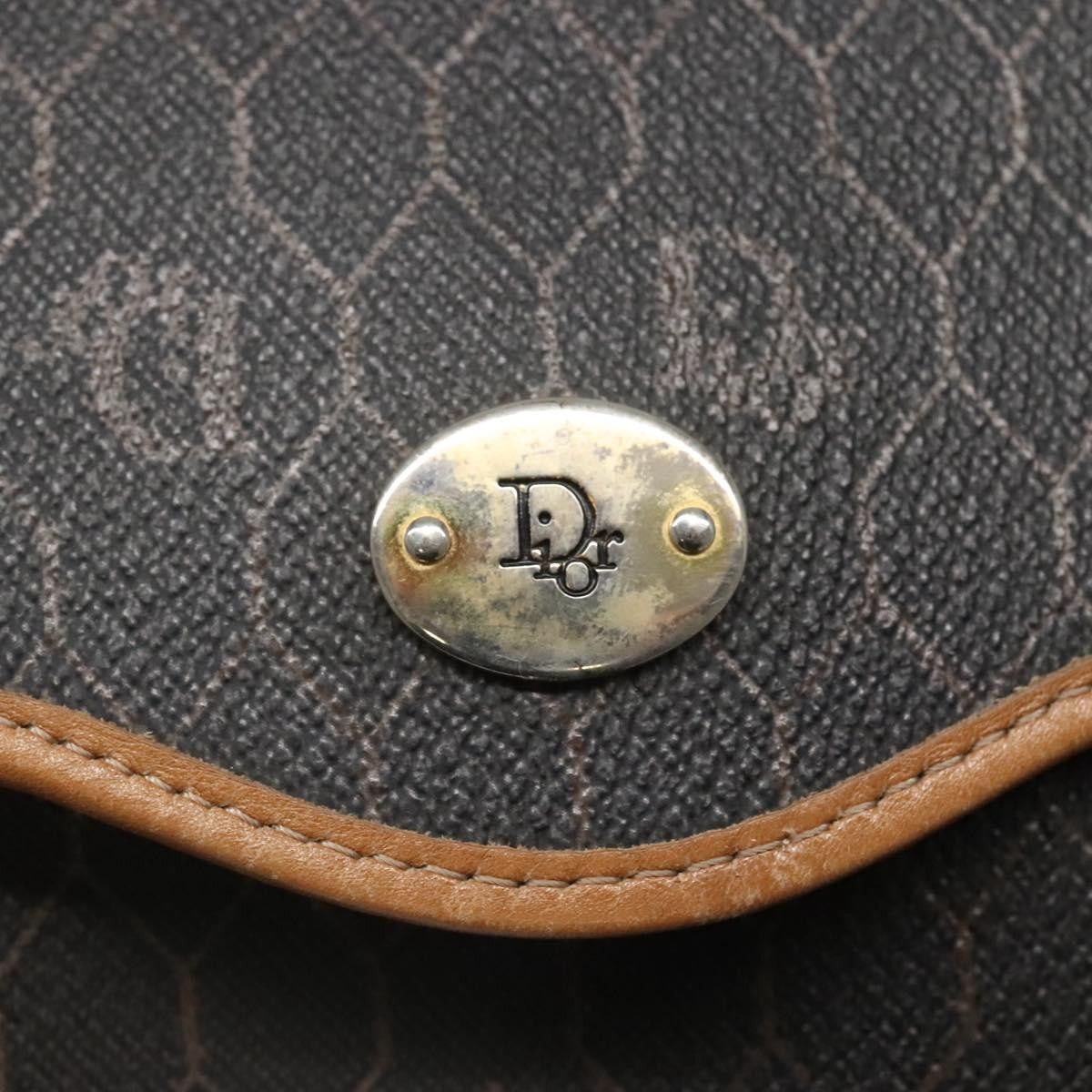 Christian Dior Vintage Honeycomb Flap Coated Canvas, Black, Canvas, Shoulder Bag