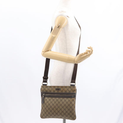 Gucci Flat Messenger GG Coated Canvas, Beige, PVC, Crossbody Bag