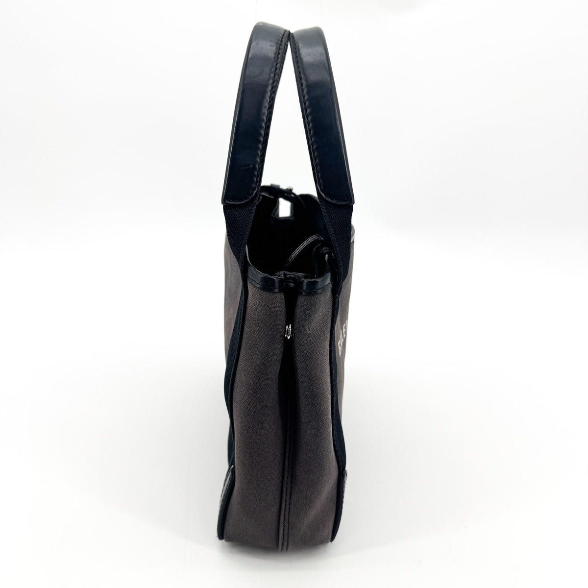 Balenciaga Navy Cabas Canvas with Leather, Black, Canvas, Tote Bag