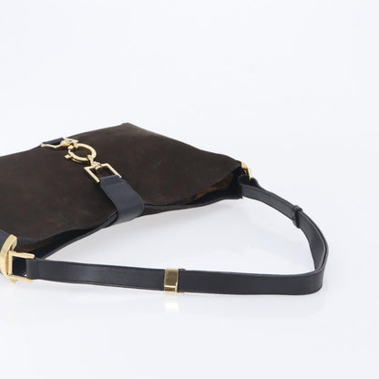 Gucci Shoulder Leather, Brown, Suede, Shoulder Bag