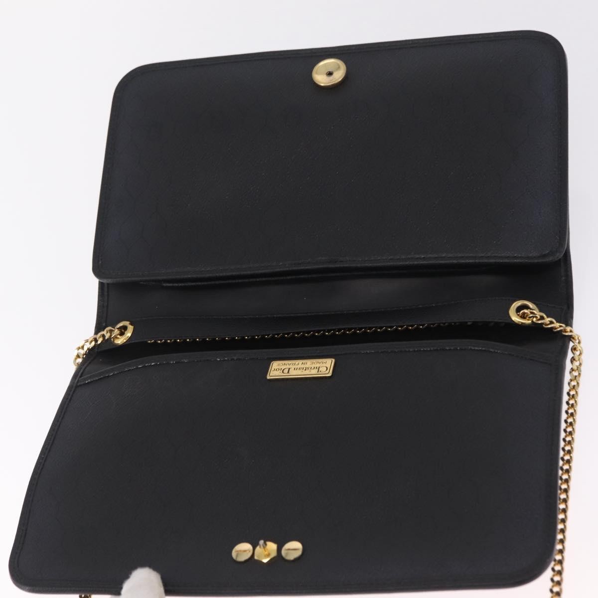 Christian Dior Vintage Honeycomb Canvas, Black, Leather, Shoulder Bag