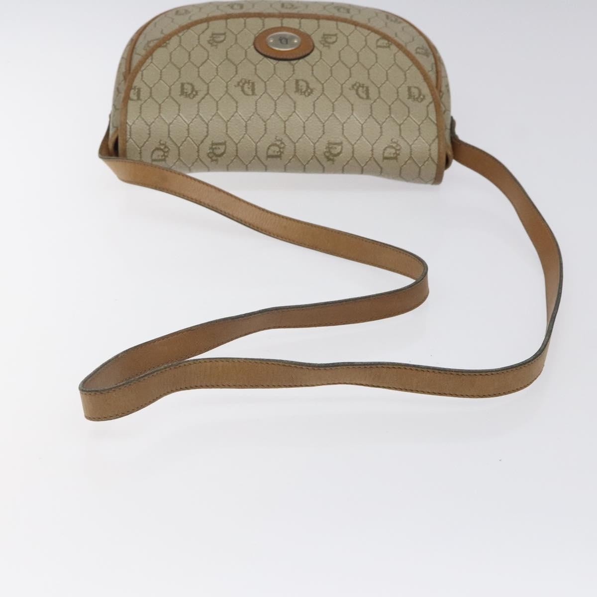 Christian Dior Vintage Honeycomb Flap Canvas and Leather, Beige, Canvas, Shoulder Bag