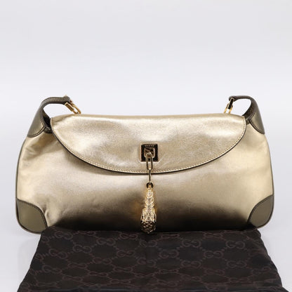 Gucci Tiger Charm Leather, Gold, Leather, Shoulder Bag