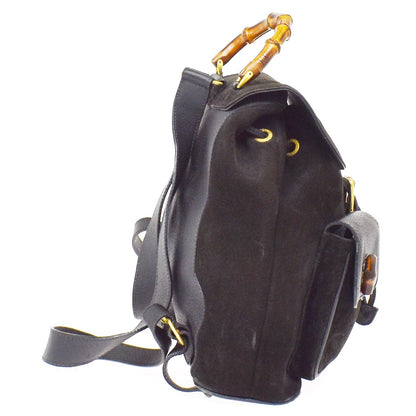 Gucci Vintage Bamboo Suede, Black, Suede, Backpack