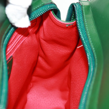 Celine Circle Logo Leather, Green, Leather, Shoulder Bag