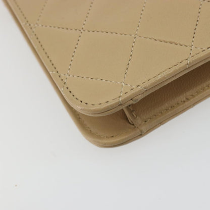 Chanel Vintage Clutch with Chain Quilted Leather, Beige, Leather, Clutch