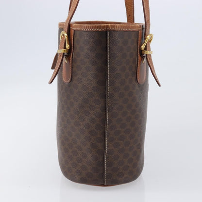 Celine Vintage Macadam Shopper Coated Canvas, Brown, Canvas, Tote Bag