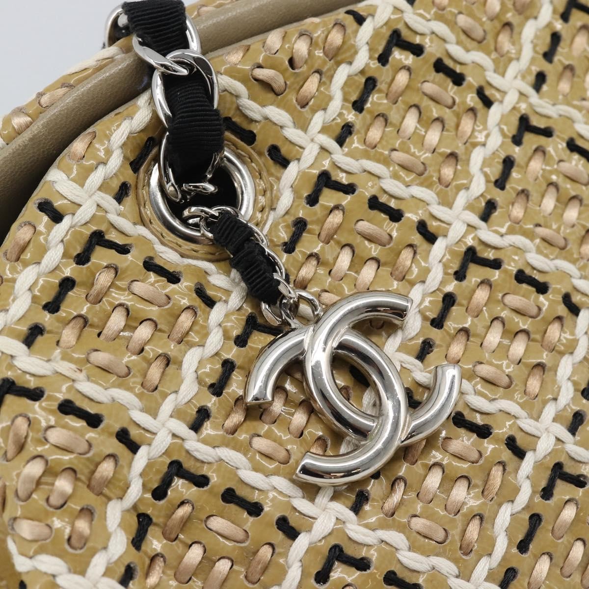 Chanel Just Mademoiselle Quilted Patent, Beige, Patent Leather, Handbag