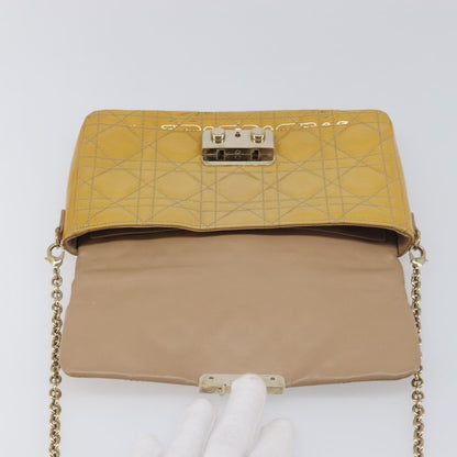 Christian Dior New Lock Cannage Quilt Patent, Yellow, Patent Leather, Clutch