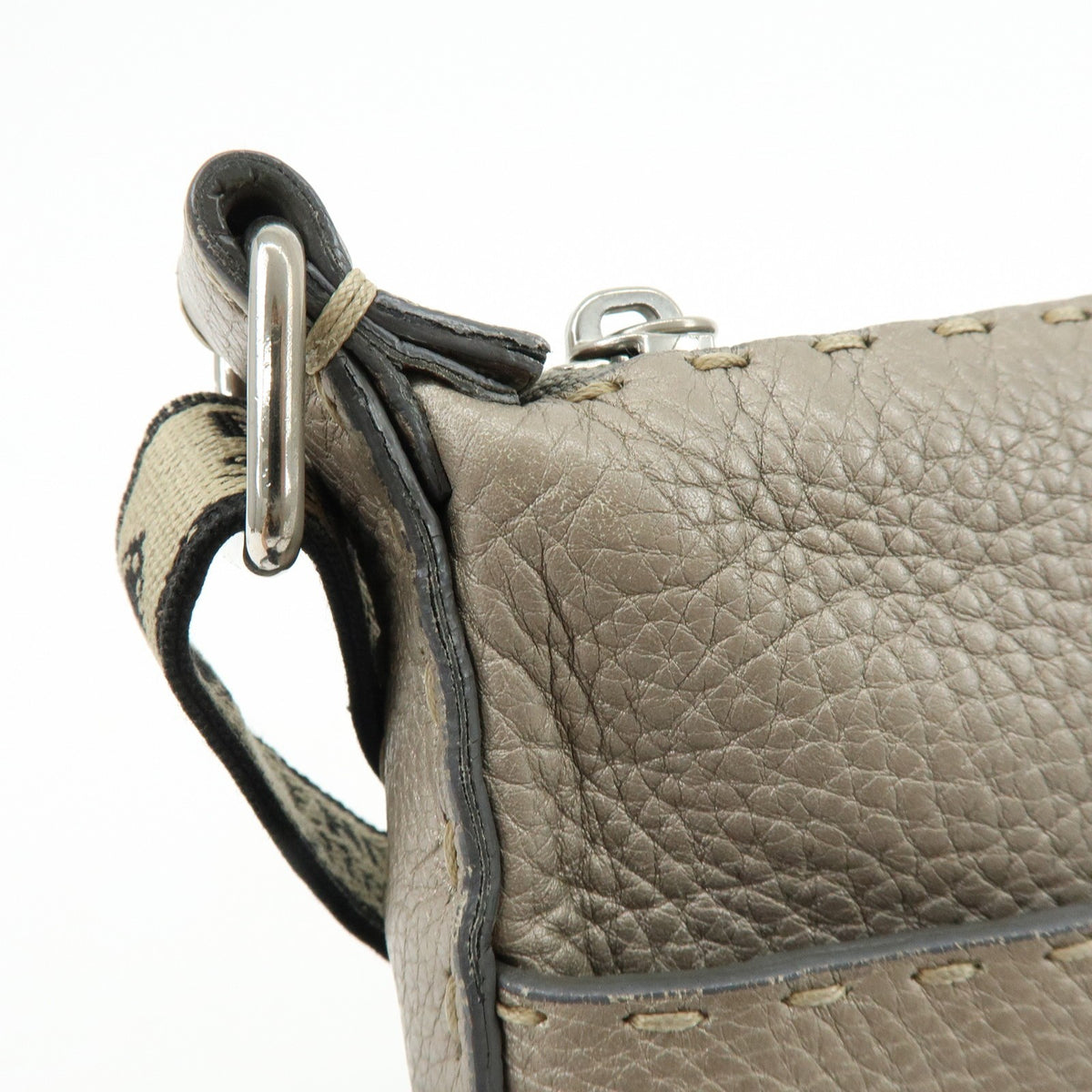 Fendi Selleria Leather, Neutral, Leather, Crossbody Bag