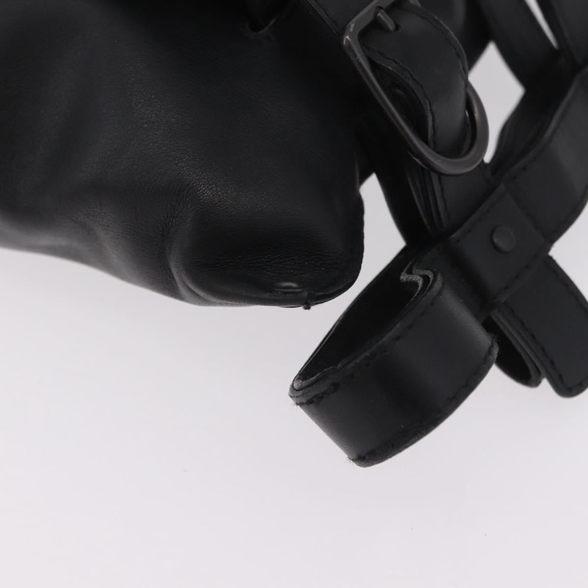 Bottega Veneta Utility Waist Leather with Intrecciato, Black, Leather, Shoulder Bag