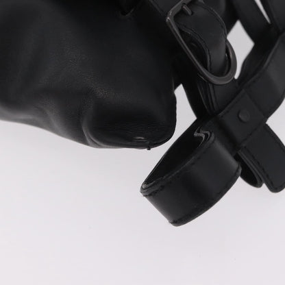 Bottega Veneta Utility Waist Leather with Intrecciato, Black, Leather, Shoulder Bag
