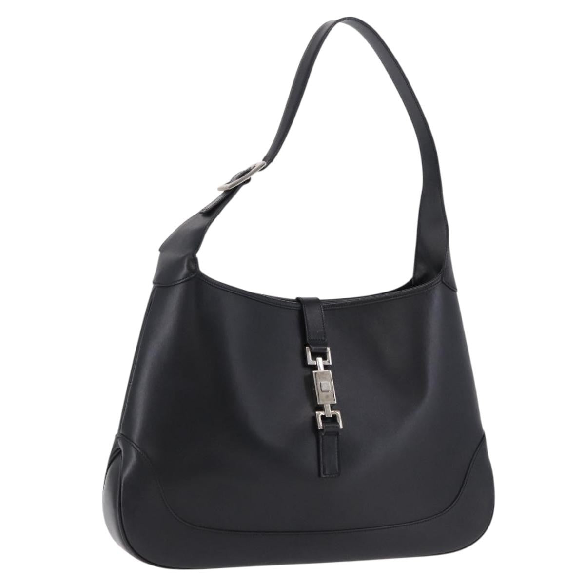 Gucci Jackie O Bouvier Hobo Leather, Black, Leather, Shoulder Bag