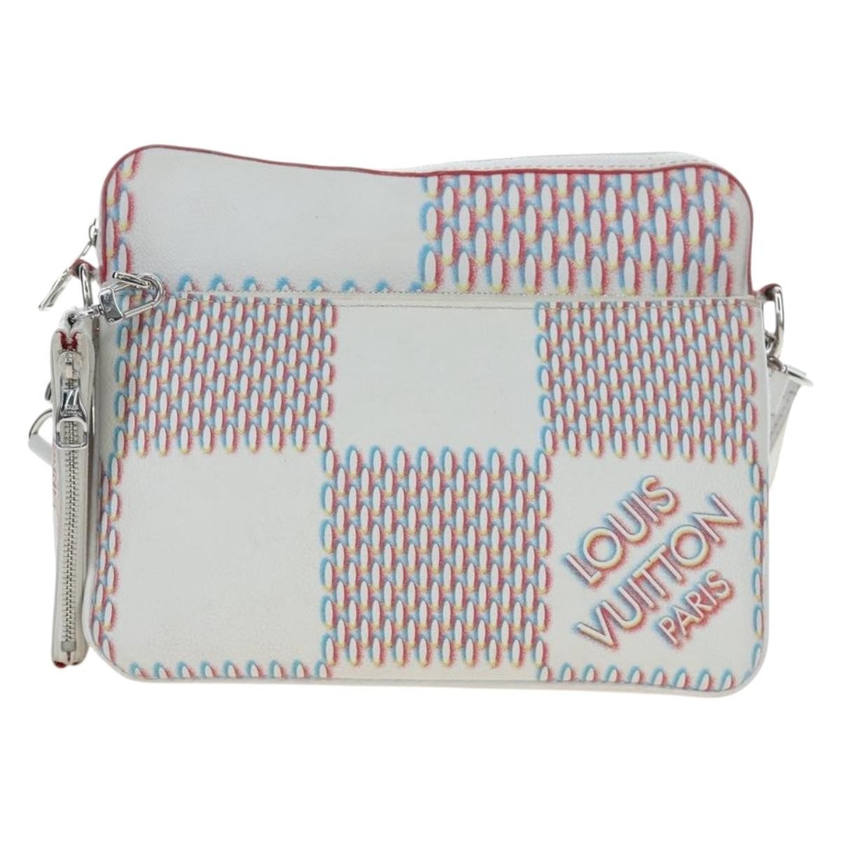 Louis Vuitton Trio Messenger Limited Edition Damier Spray Leather, White, Canvas, Handbag