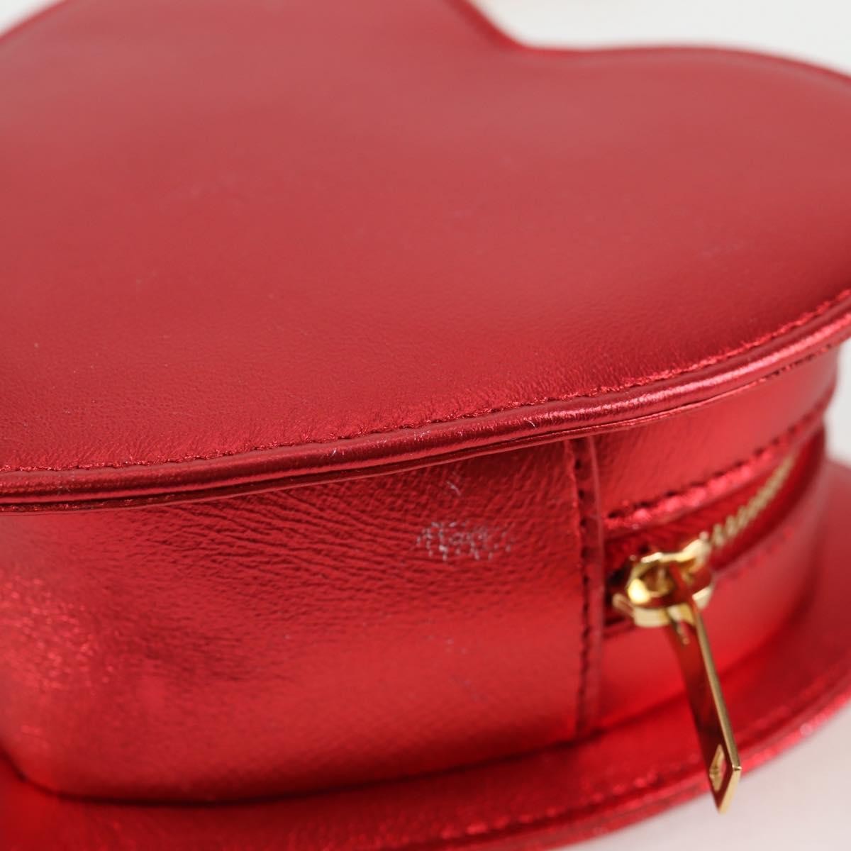 Saint Laurent Love Heart Chain Leather, Red, Leather, Shoulder Bag