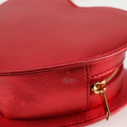 Saint Laurent Love Heart Chain Leather, Red, Leather, Shoulder Bag