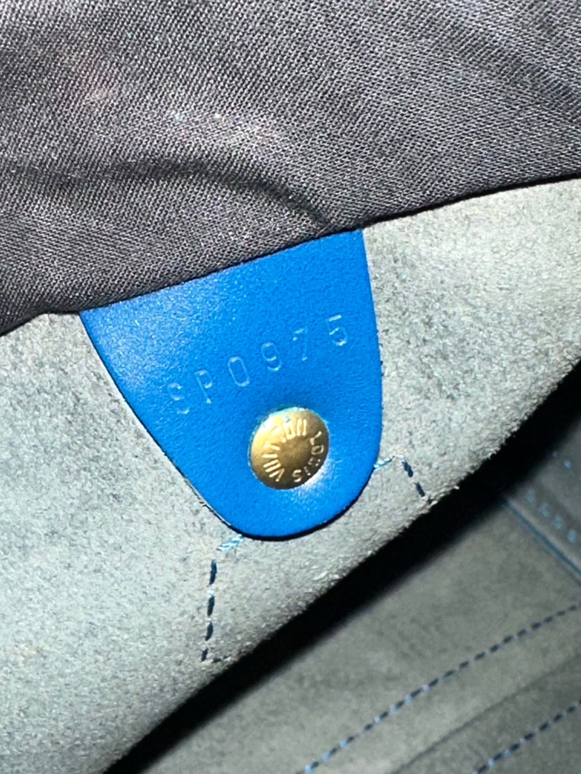 Louis Vuitton Speedy Handbag Epi Leather, BLUE, LEATHER, Handbag