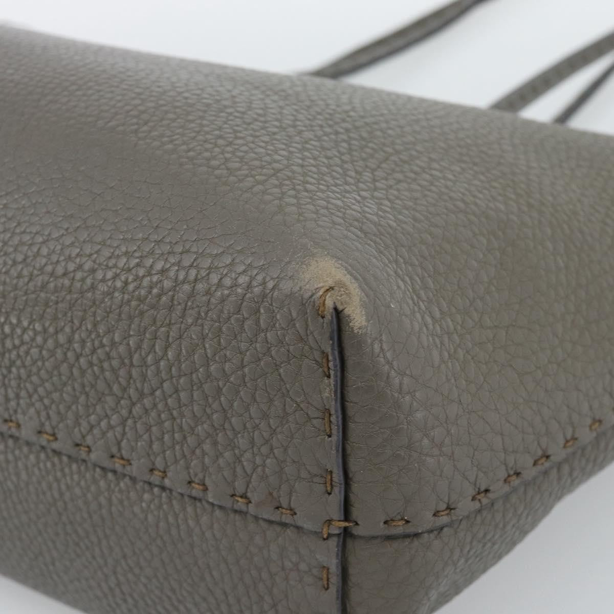 Fendi Selleria Carla Leather, Gray, Leather, Tote Bag