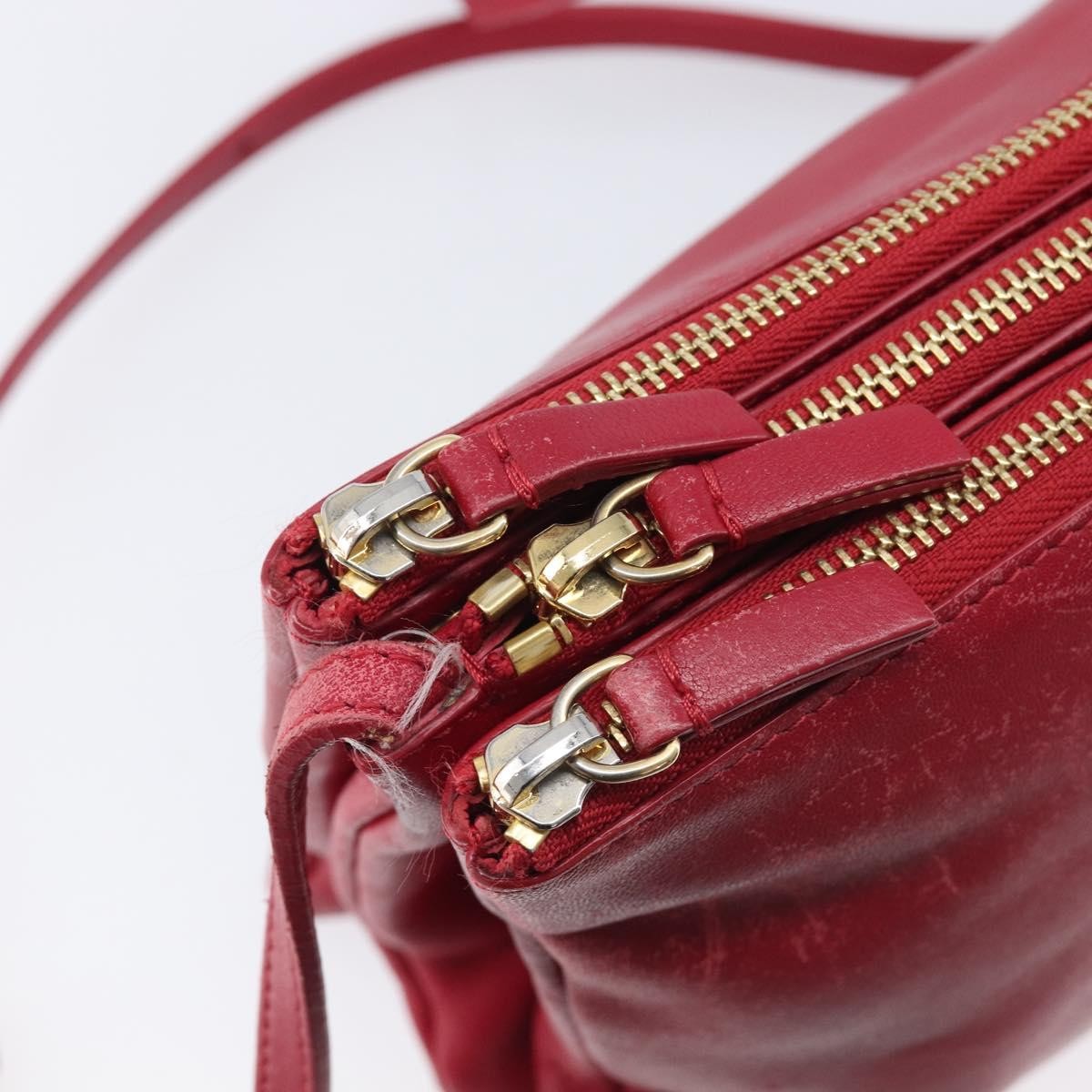Celine Trio Leather, Red, Leather, Crossbody Bag