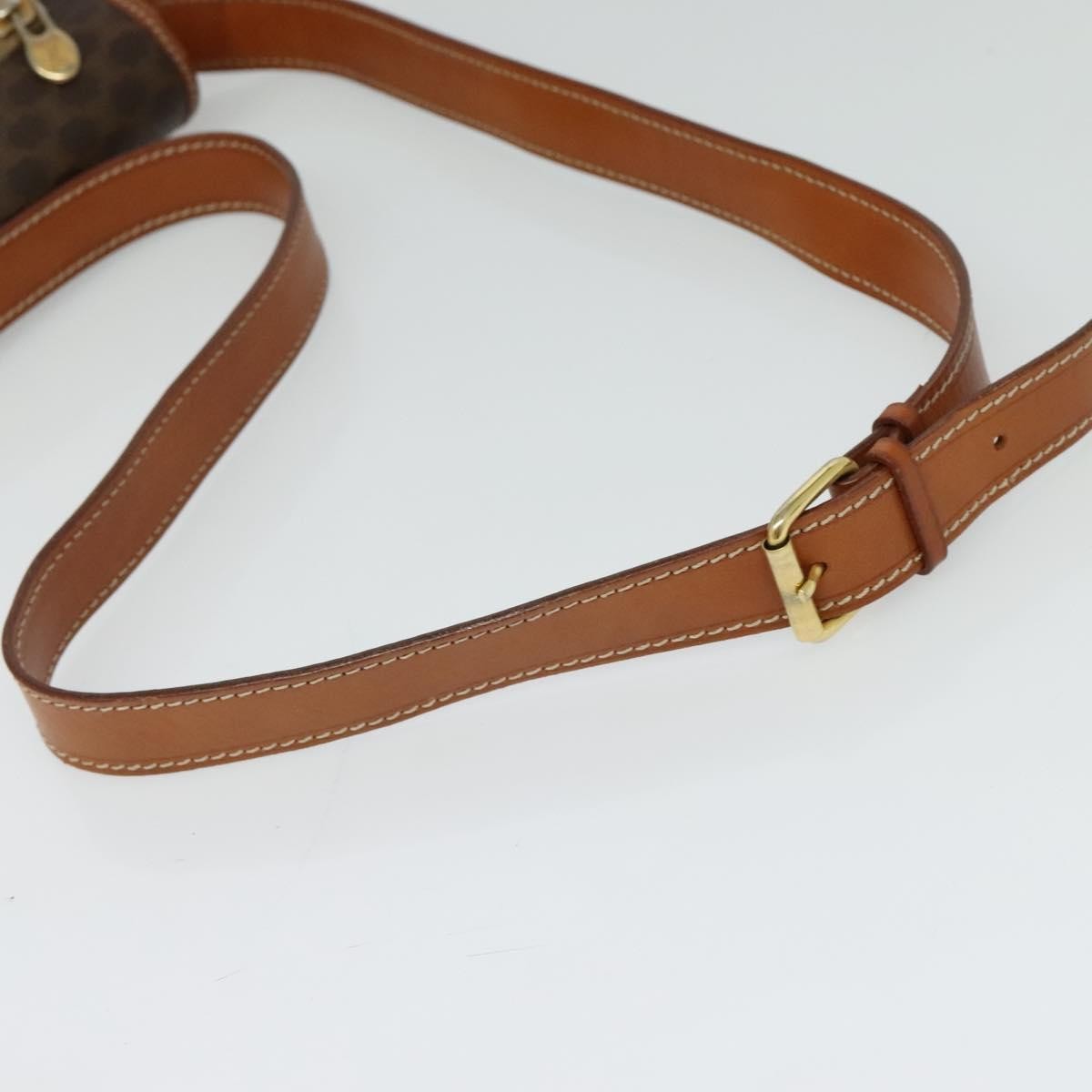 Celine Vintage Macadam Canvas and Leather, Brown, Canvas, Shoulder Bag