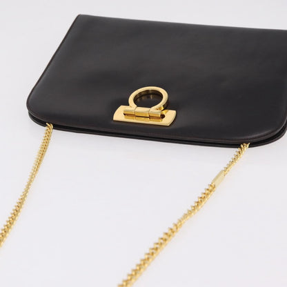 Salvatore Ferragamo Vintage Gancini Chain Leather, Brown, Leather, Shoulder Bag