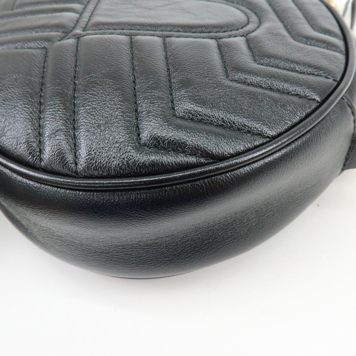 Gucci GG Marmont Round Matelasse Leather, Black, Leather, Shoulder Bag
