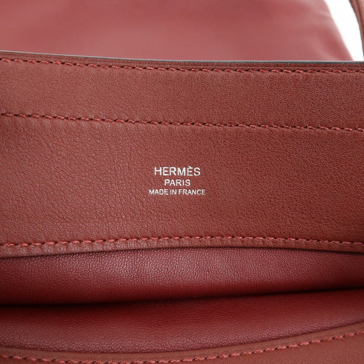 Hermes Aline Milo Lambskin and Swift, Burgundy, Leather, Handbag