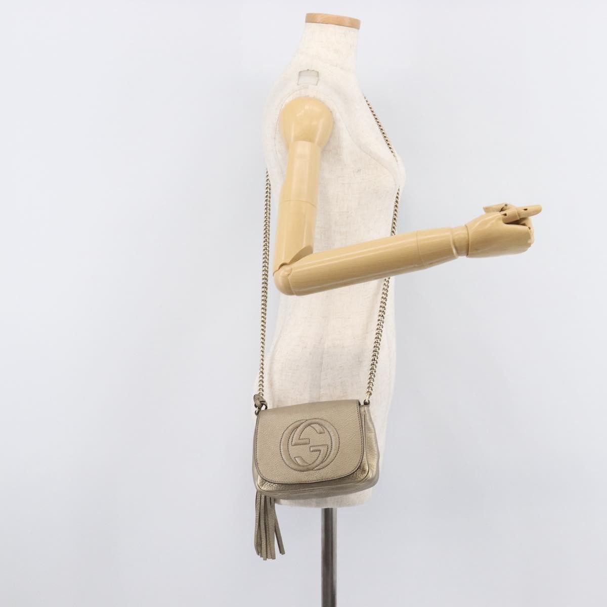 Gucci Soho Chain Leather, Gold, Leather, Crossbody Bag