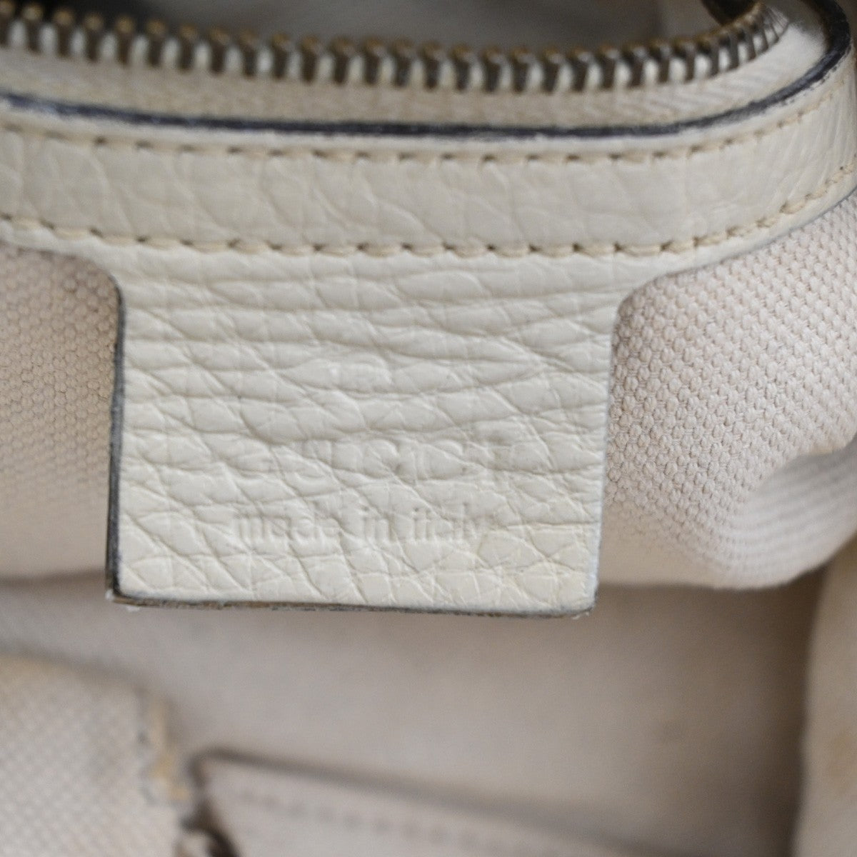 Gucci Twill Satchel Leather, White, Leather, Shoulder Bag