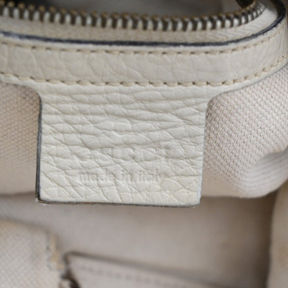 Gucci Twill Satchel Leather, White, Leather, Shoulder Bag