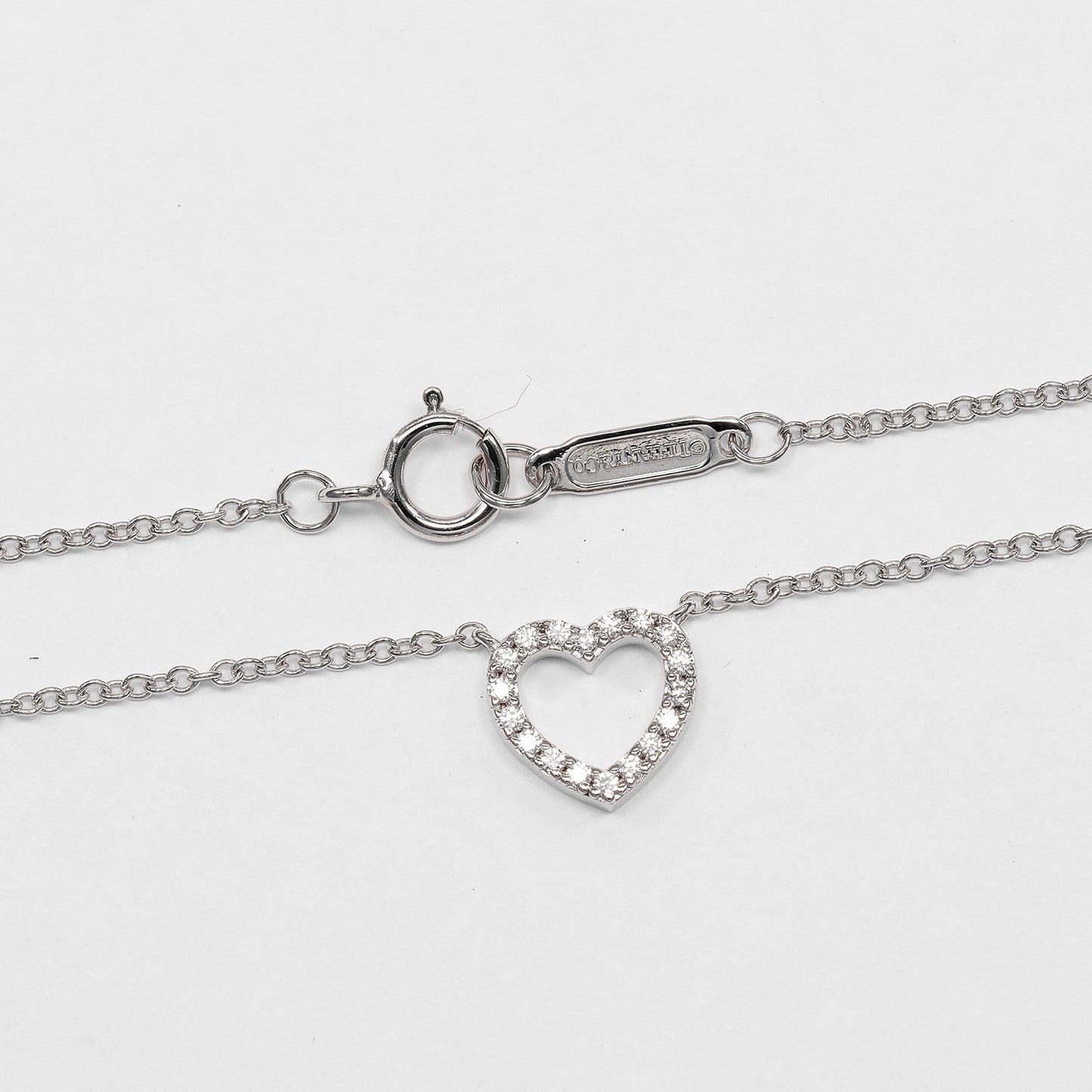 Tiffany & Co. Metro Heart Pendant 18K White Gold and Diamonds, Silver, White Gold, Necklace