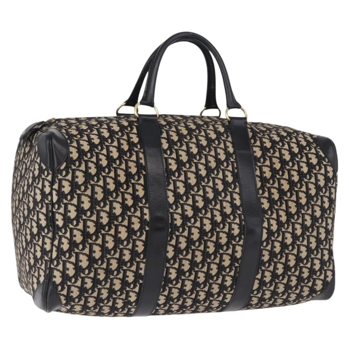 Christian Dior Convertible Boston Oblique Canvas, Black, Canvas, Travel Bag