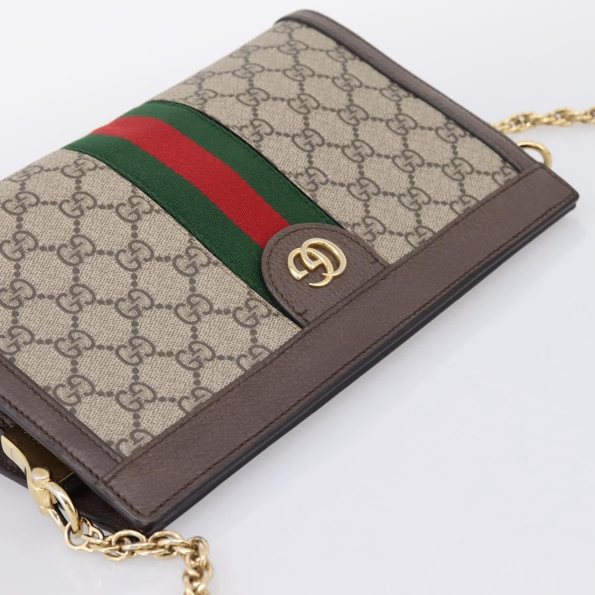 Gucci Ophidia Chain GG Coated Canvas, Beige, Canvas, Shoulder Bag