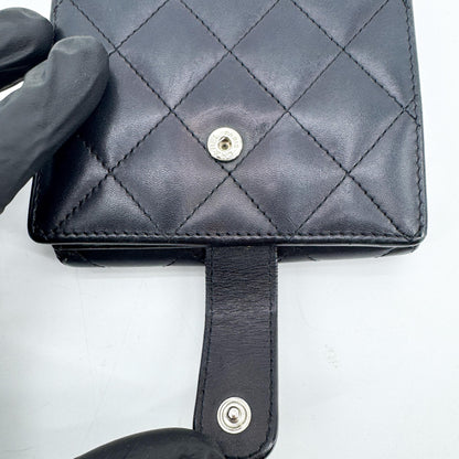 Chanel Cambon Trifold Quilted Lambskin, Black, Leather, Wallet