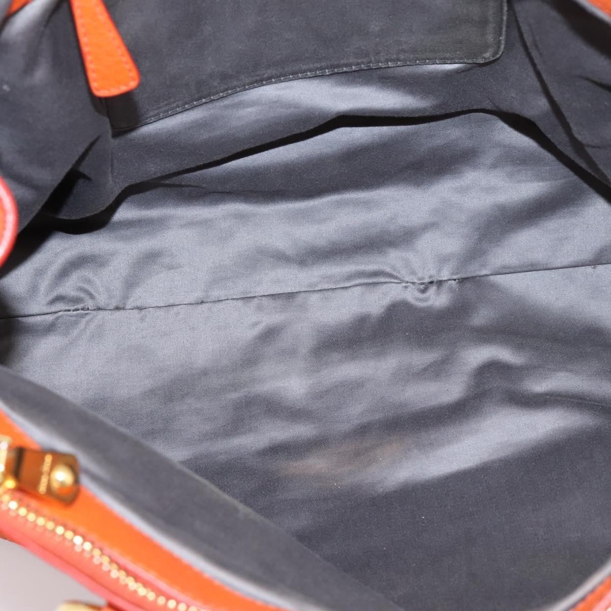 Miu Miu Caribou Convertible Tote Leather, Orange, Leather, Handbag