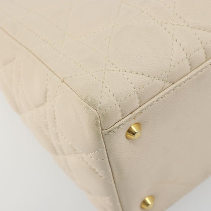 Christian Dior Lady Dior Cannage Quilt Lambskin, White, Leather, Handbag