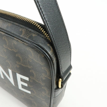 Celine Logo Messenger Triomphe Coated Canvas, Brown, Canvas, Handbag