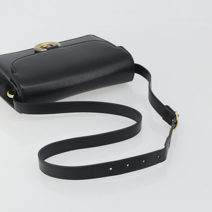 Gucci GG Ring Leather, Black, Leather, Shoulder Bag