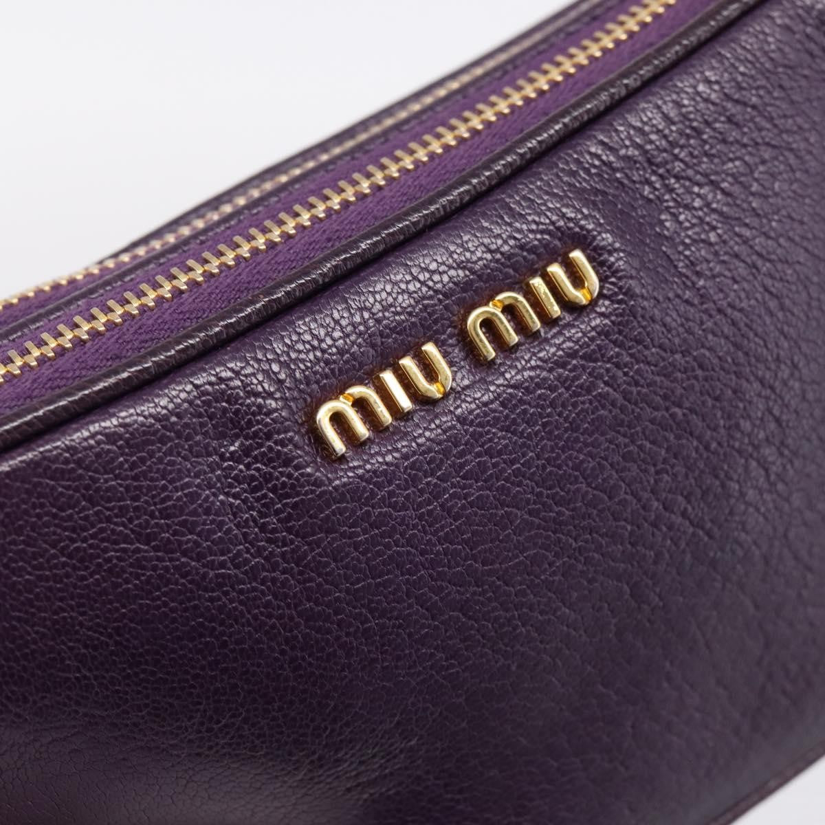 Miu Miu Double Zip Pochette Leather, Purple, Leather, Clutch
