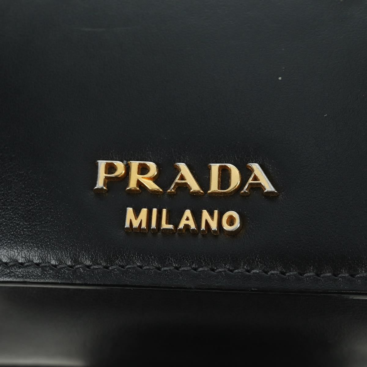 Prada Metal Ribbon City Calfskin, Gray, Leather, Shoulder Bag