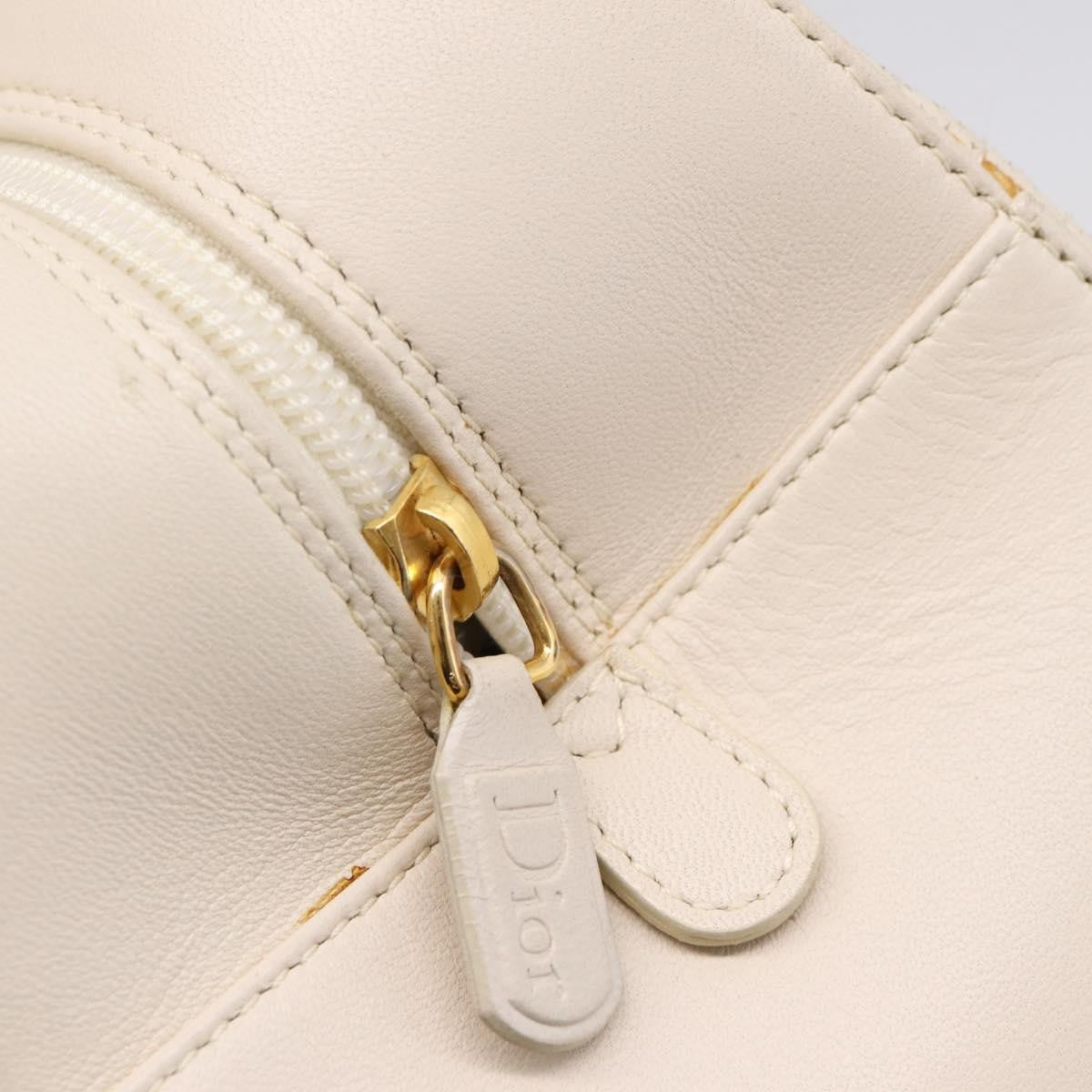 Christian Dior Vintage Leather, White, Leather, Tote Bag
