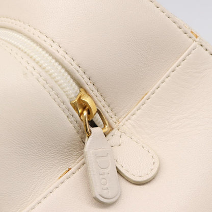 Christian Dior Vintage Leather, White, Leather, Tote Bag