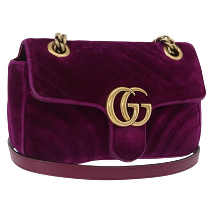 Gucci GG Marmont Matelassé Velvet, Purple, Velvet, Shoulder Bag
