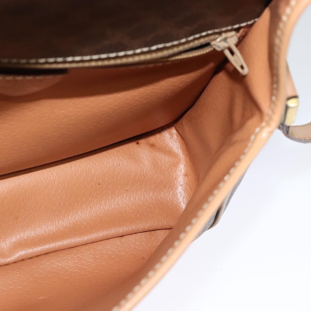 Celine Vintage Macadam Circle Logo Canvas and Leather, Brown, Canvas, Shoulder Bag