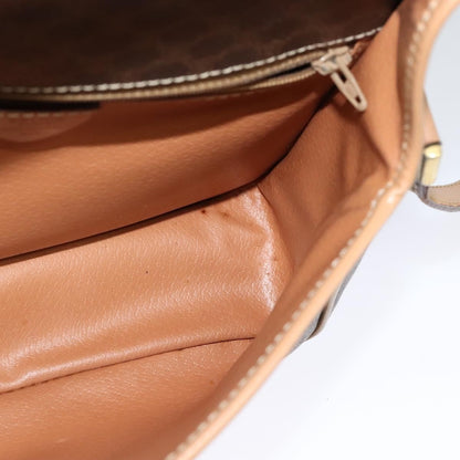 Celine Vintage Macadam Circle Logo Canvas and Leather, Brown, Canvas, Shoulder Bag