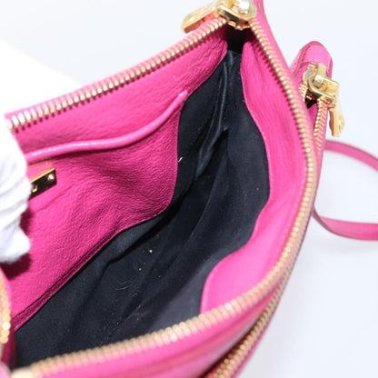 Miu Miu Madras Double Zip Leather, Pink, Leather, Crossbody Bag