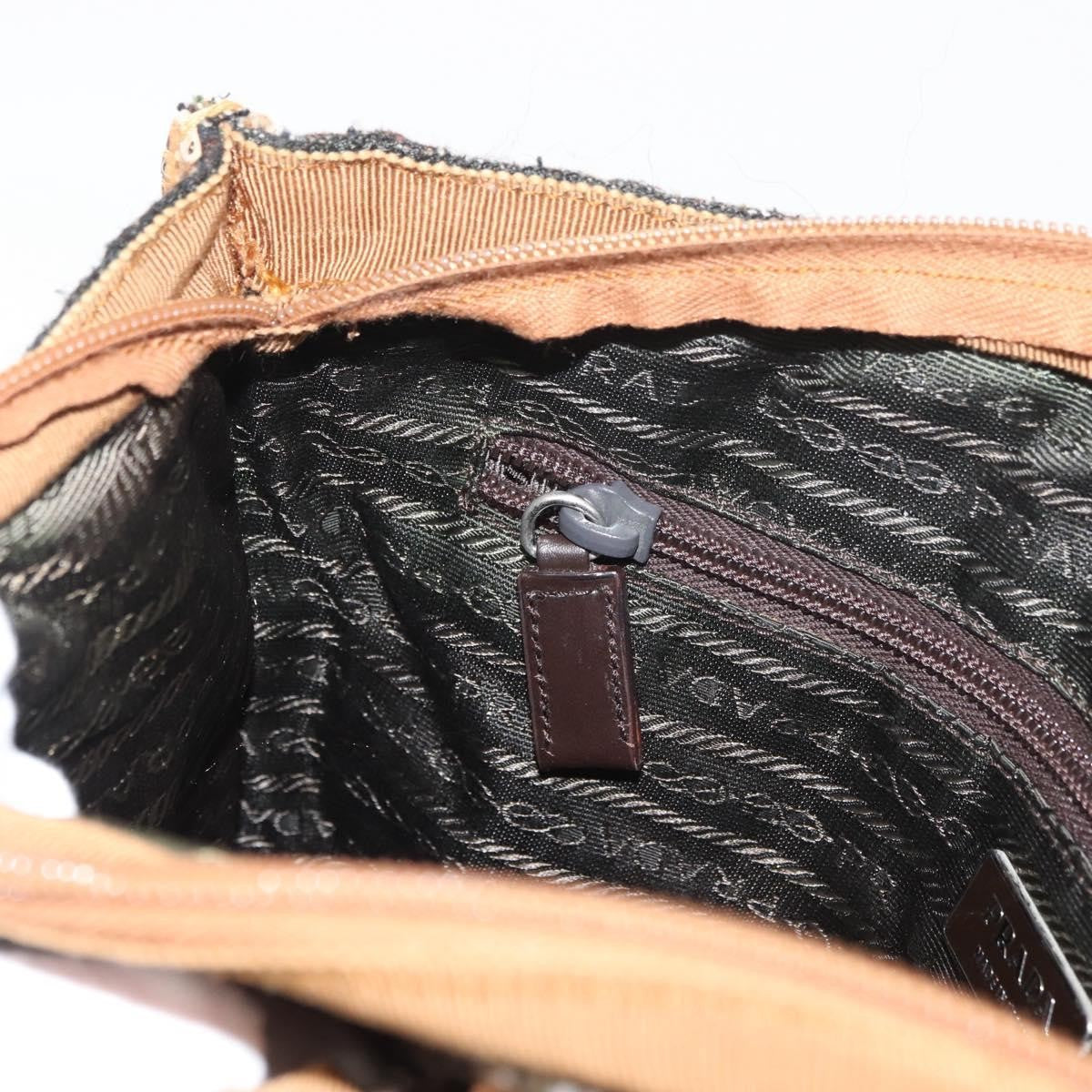 Prada Convertible Open Tweed, Brown, Canvas, Tote Bag