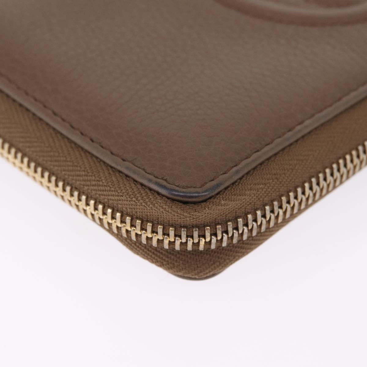 Gucci Soho Double Zip Around Leather, Brown, Leather, Wallet