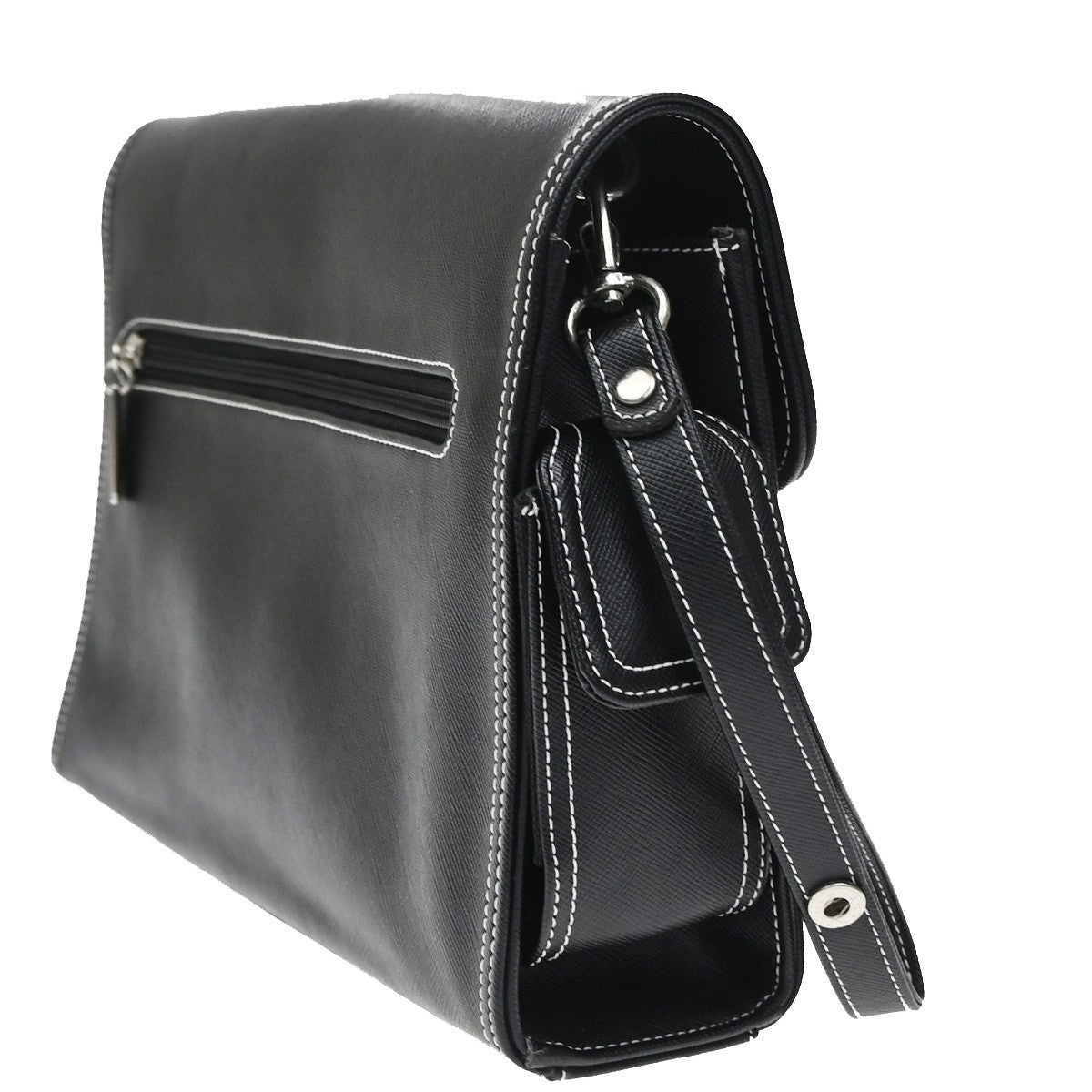 Saint Laurent Front Logo Plaque Convertible Clutch Leather, Black, Leather, Clutch