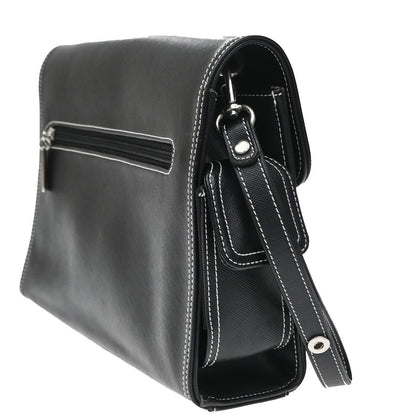 Saint Laurent Front Logo Plaque Convertible Clutch Leather, Black, Leather, Clutch